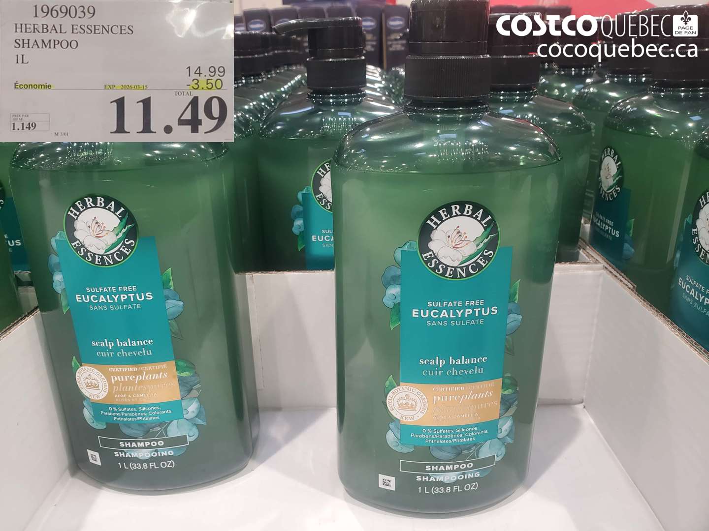 1969039 HERBAL ESSENCES SHAMPOO 1L ($3.50 INSTANT SAVINGS EXPIRES ON 2026-03-15) $11.49