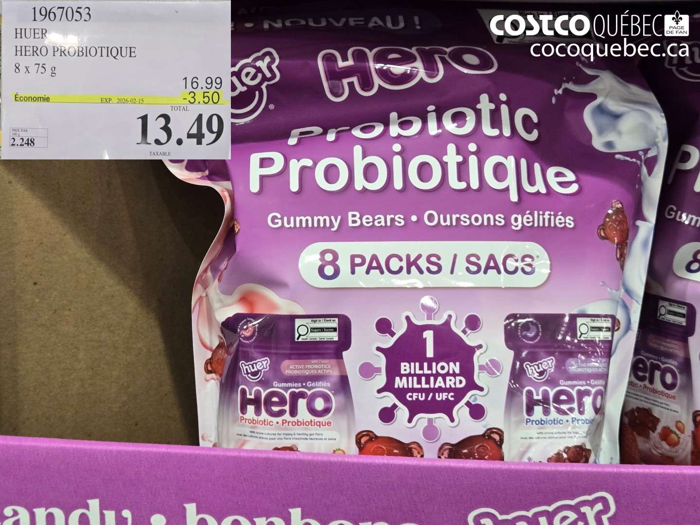 1967053 HERO PROBIOTIQUE 8 x 75 g ($3.50 INSTANT SAVINGS EXPIRES ON 2026-02-15) $13.49