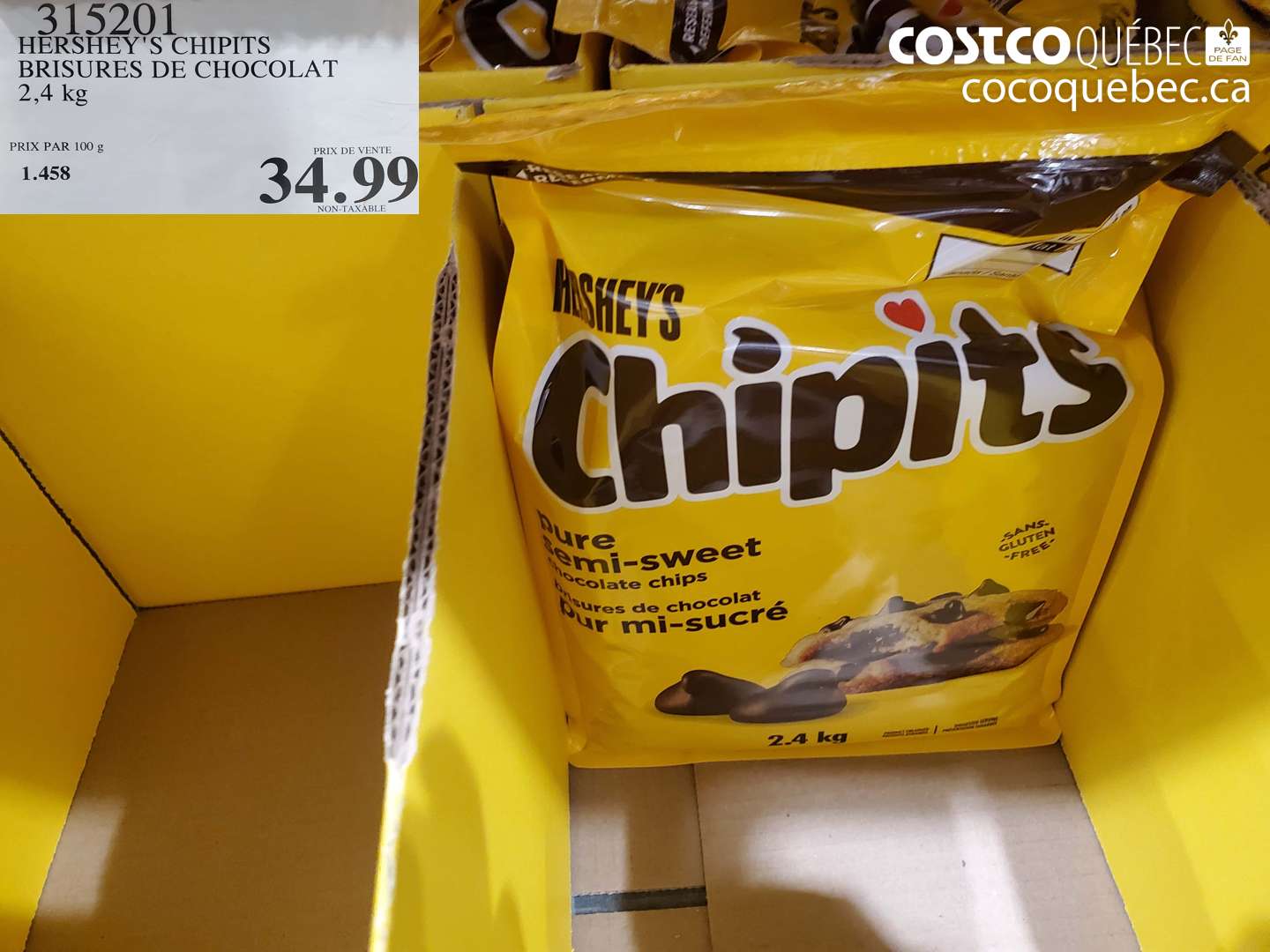 315201 HERSHEY'S CHIPITS BRISURES DE CHOCOLAT 2,4 kg $34.99