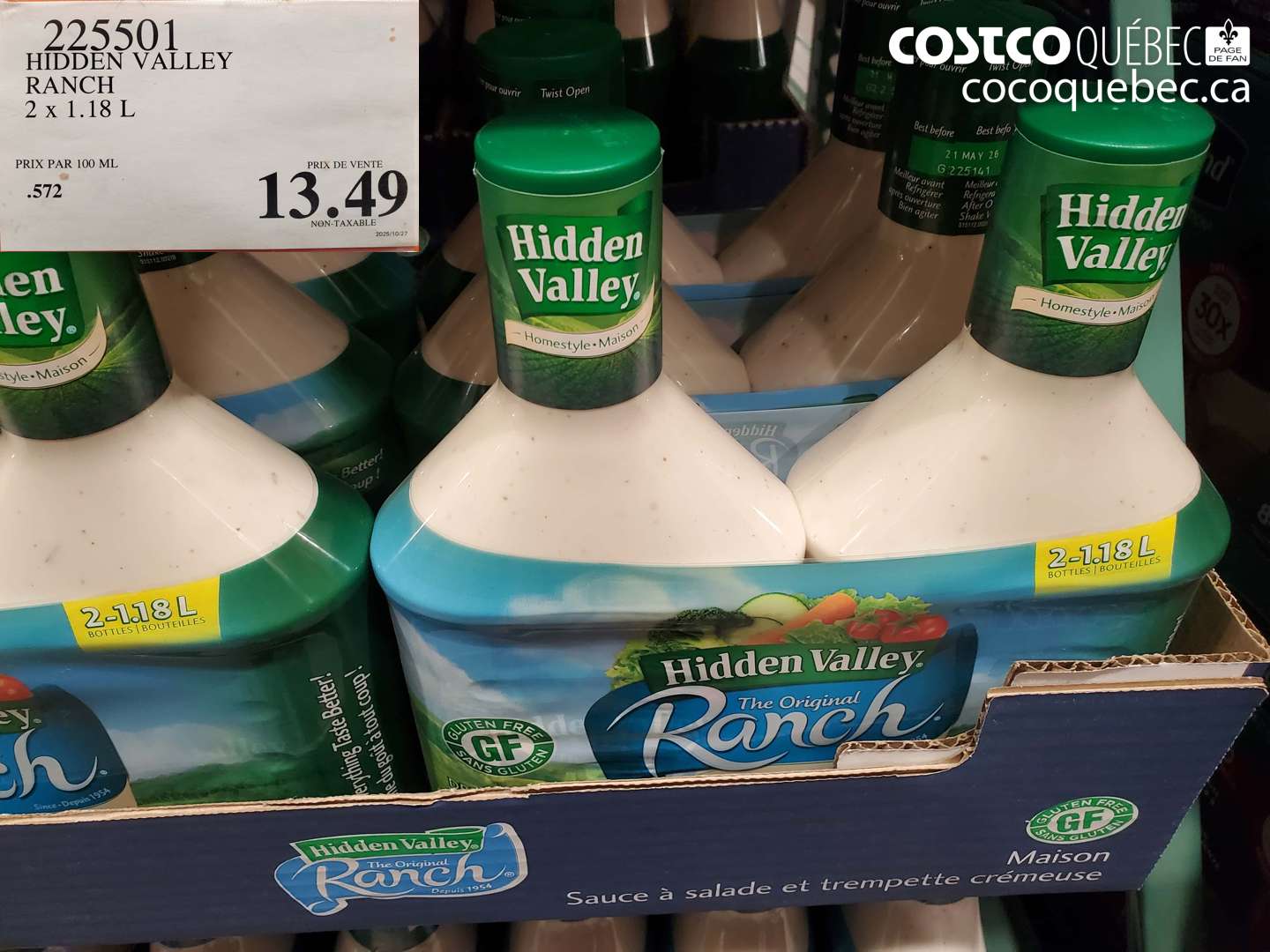 225501 HIDDEN VALLEY RANCH 2 x 1.18 L $13.49
