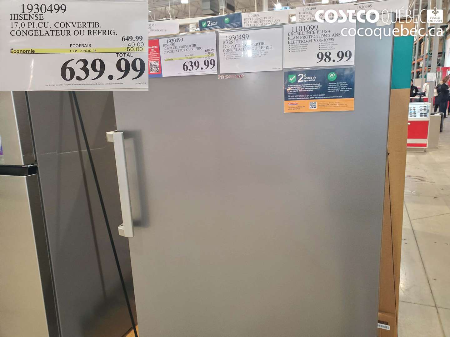 1930499 HISENSE 17,0 PI.CU. CONVERTIB. CONGÉLATEUR OU REFRIG. ($50.00 INSTANT SAVINGS EXPIRES ON 2026-02-08) $639.99