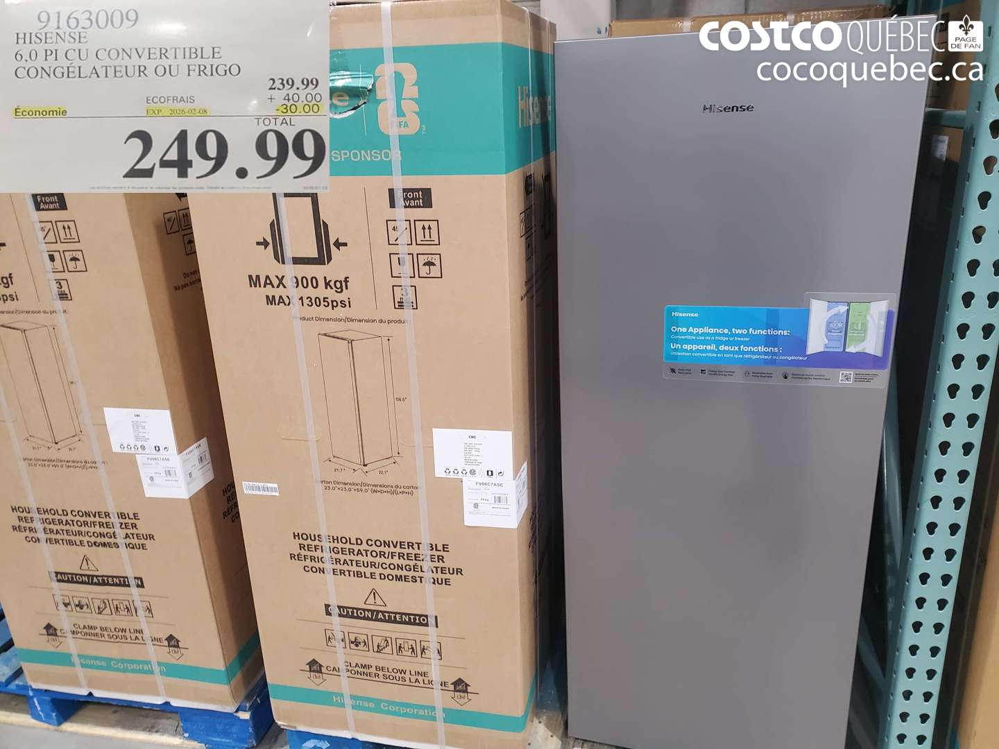 9163009 HISENSE 6,0 PI CU CONVERTIBLE CONGÉLATEUR OU FRIGO ($30.00 INSTANT SAVINGS EXPIRES ON 2026-02-08) $249.99