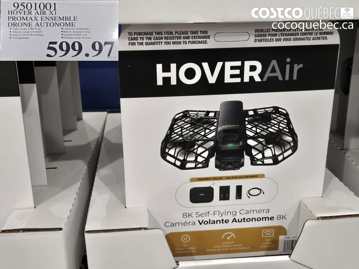 9501001 HOVER AIR X1 PROMAX ENSEMBLE DRONE AUTONOME $599.97