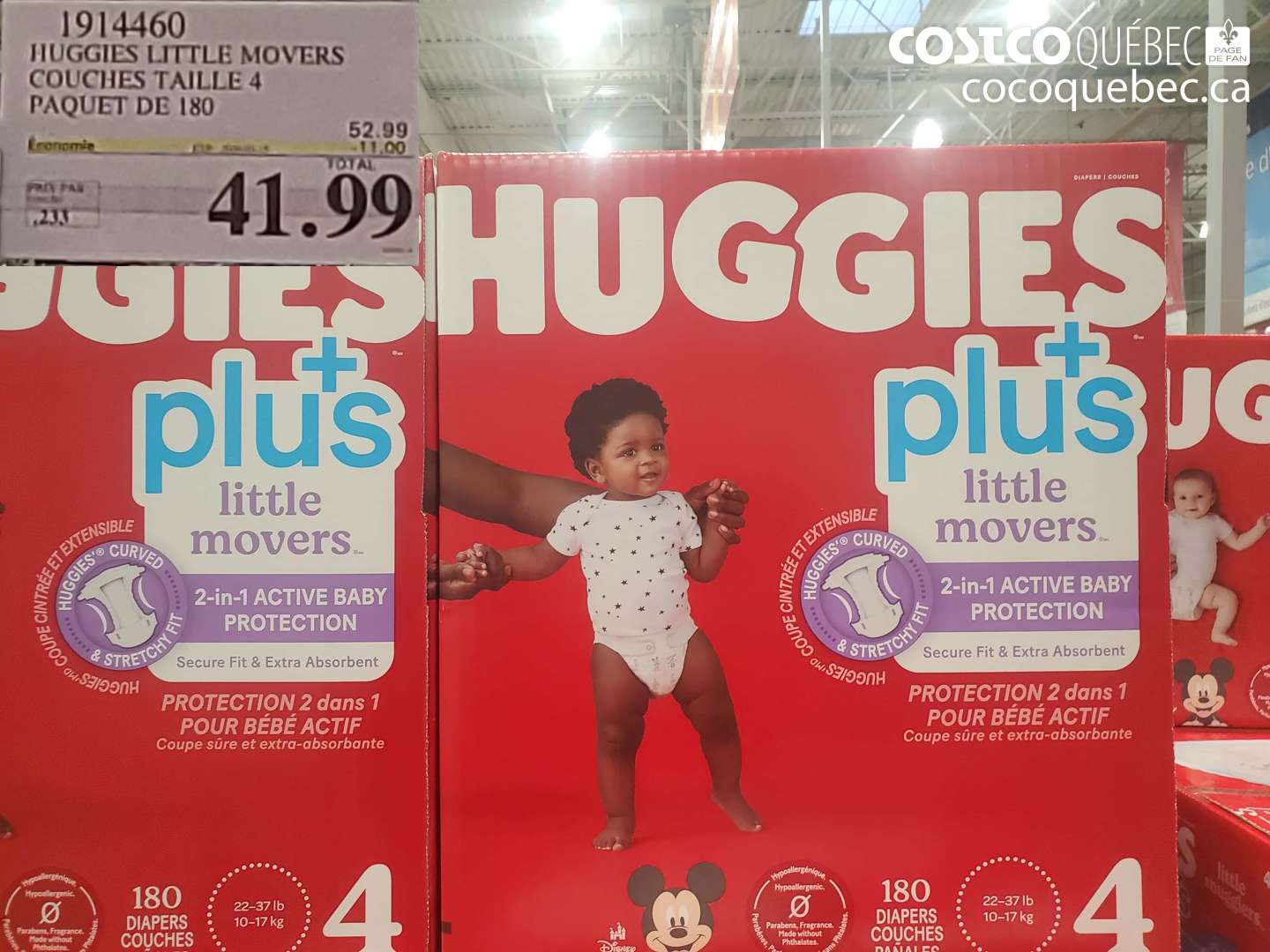 1914460 HUGGIES LITTLE MOVERS COUCHES TAILLE 4 PAQUET DE 180 ($11.00 INSTANT SAVINGS EXPIRES ON 2026-03-15) $41.99
