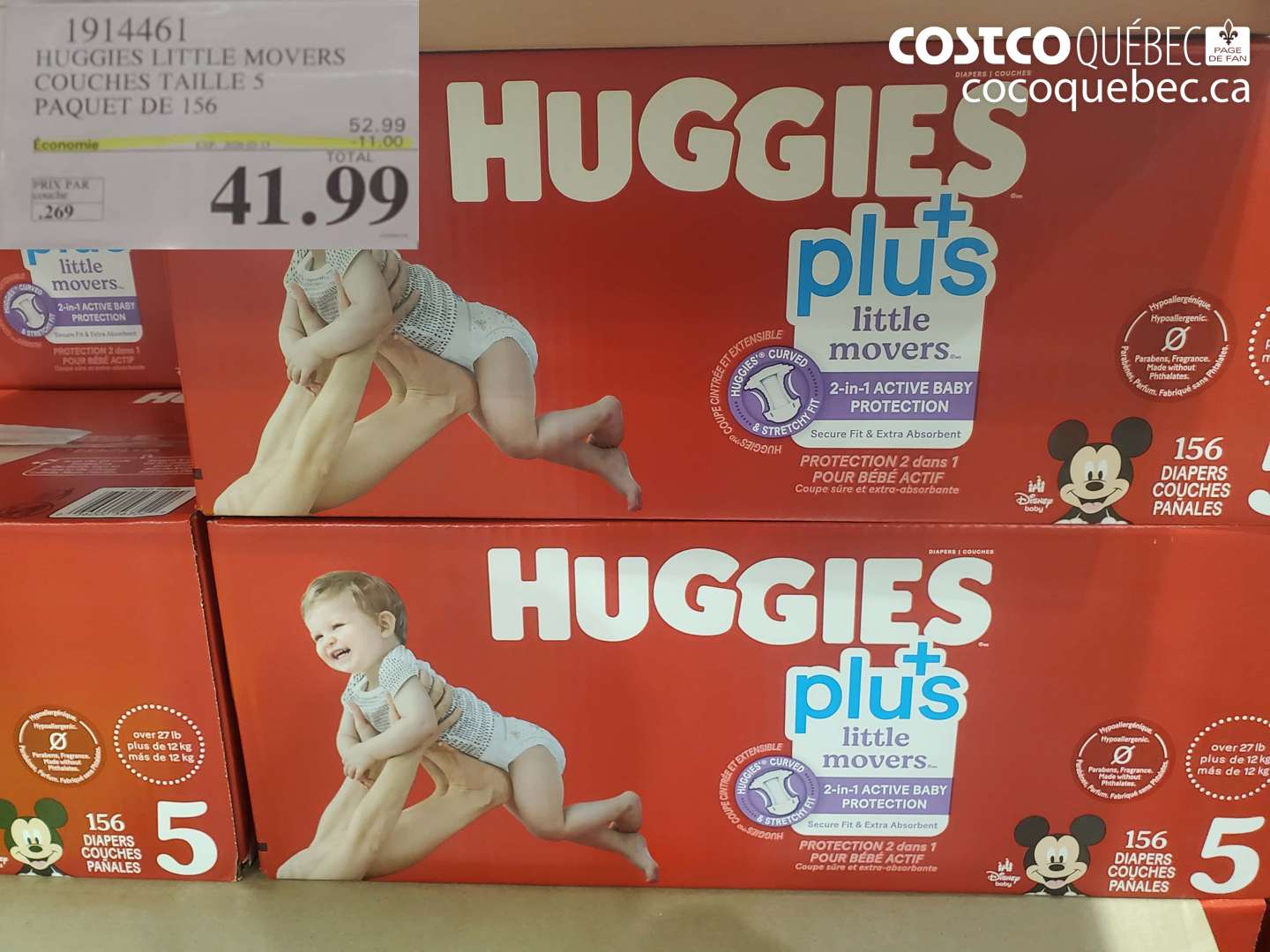 1914461 HUGGIES LITTLE MOVERS COUCHES TAILLE S PAQUET DE 156 ($11.00 INSTANT SAVINGS EXPIRES ON 2026-03-15) $41.99