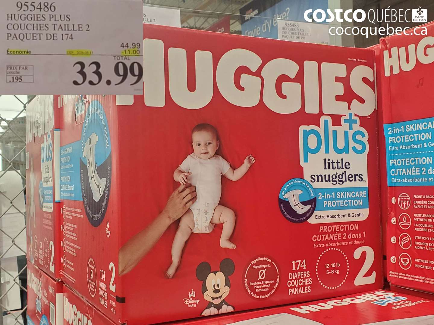 955486 HUGGIES PLUS COUCHES TAILLE 2 PAQUET DE 174 ($11.00 INSTANT SAVINGS EXPIRES ON 2026-03-15) $33.99
