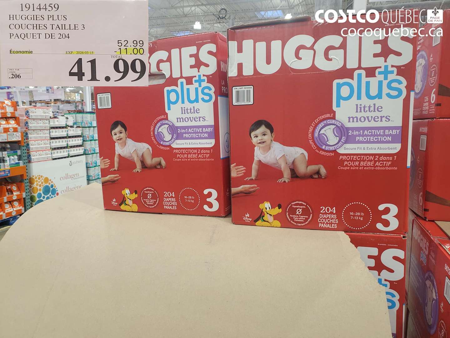 1914459 HUGGIES PLUS COUCHES TAILLE 3 PAQUET DE 204 ($11.00 INSTANT SAVINGS EXPIRES ON 2026-03-15) $41.99