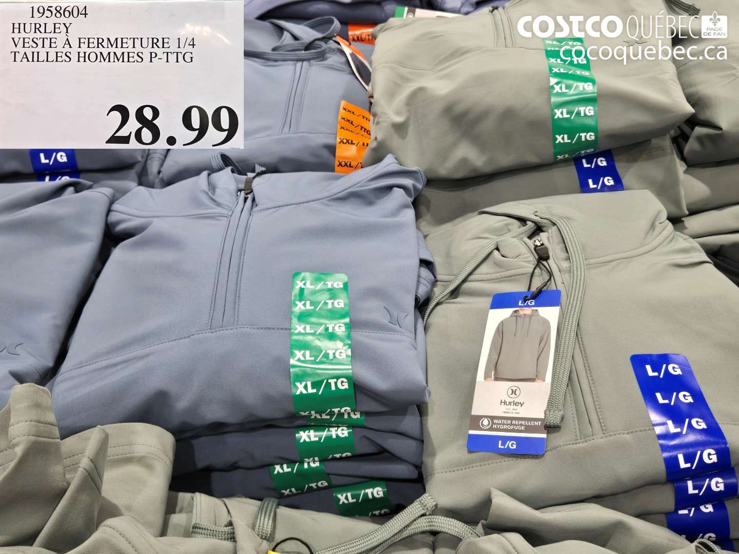 1958604 HURLEY VESTE À FERMETURE 1/4 TAILLES HOMMES P-PTG $28.99