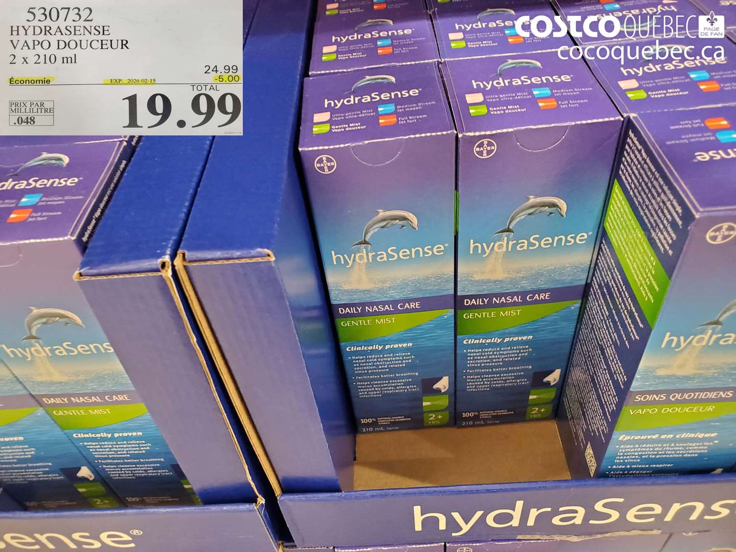 530732 HYDRASENSE VAPO DOUCEUR 2 x 210 ml ($5.00 INSTANT SAVINGS EXPIRES ON 2026-02-15) $19.99