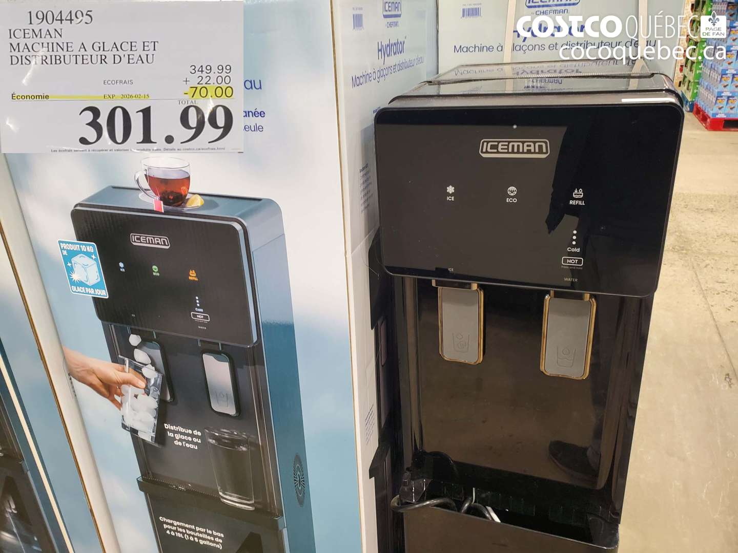 1904495 ICEMAN MACHINE A GLACE ET DISTRIBUTEUR D'EAU ($70.00 INSTANT SAVINGS EXPIRES ON 2026-02-15) $301.99