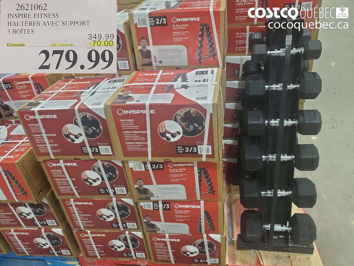2621062 INSPIRE FITNESS HALTÈRES AVEC SUPPORT 3 BOÎTES ($70.00 INSTANT SAVINGS EXPIRES ON 2026-02-08) $279.99