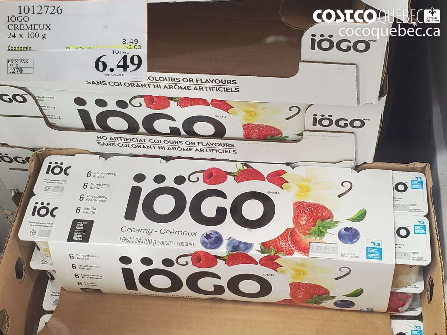 1012726 IÖGO CRÉMEUX 24 x 100 g ($2.00 INSTANT SAVINGS EXPIRES ON 2026-02-15) $6.49