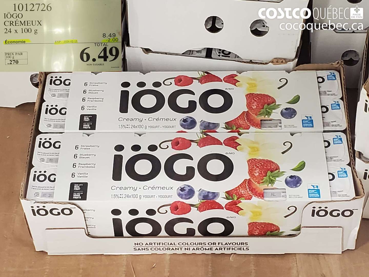 1012726 IÖGO CRÉMEUX 24 x 100 g ($2.00 INSTANT SAVINGS EXPIRES ON 2026-02-15) $6.49