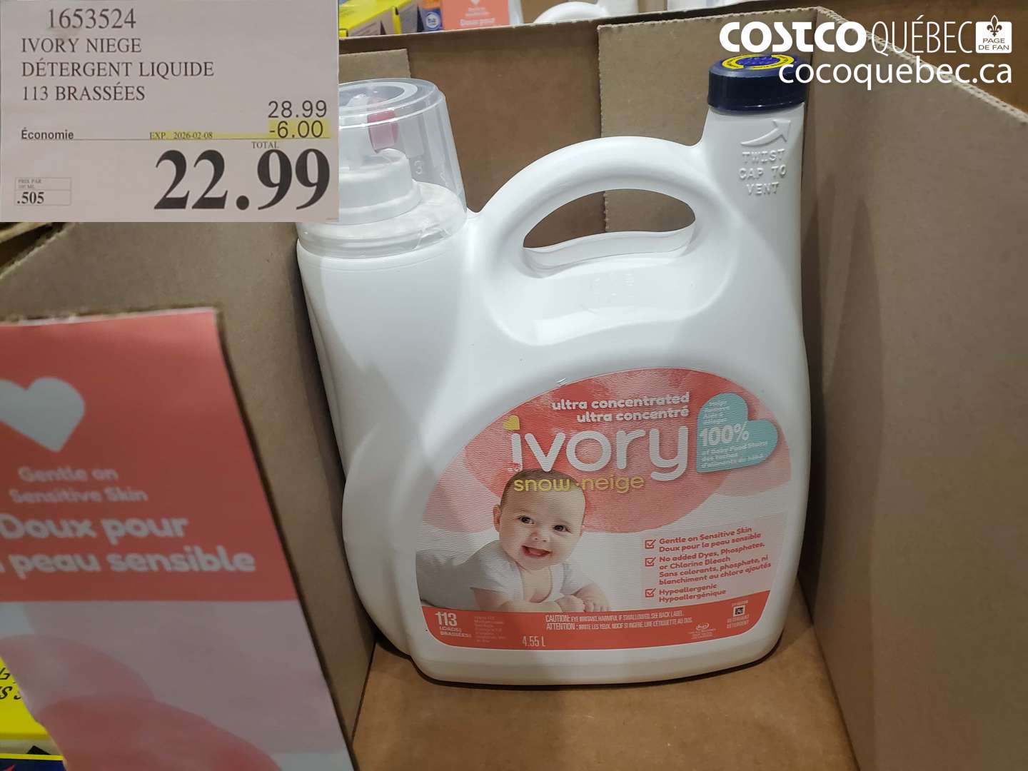 1653524 IVORY NIEGE DÉTERGENT LIQUIDE 113 BRASSÉES ($6.00 INSTANT SAVINGS EXPIRES ON 2026-02-08) $22.99