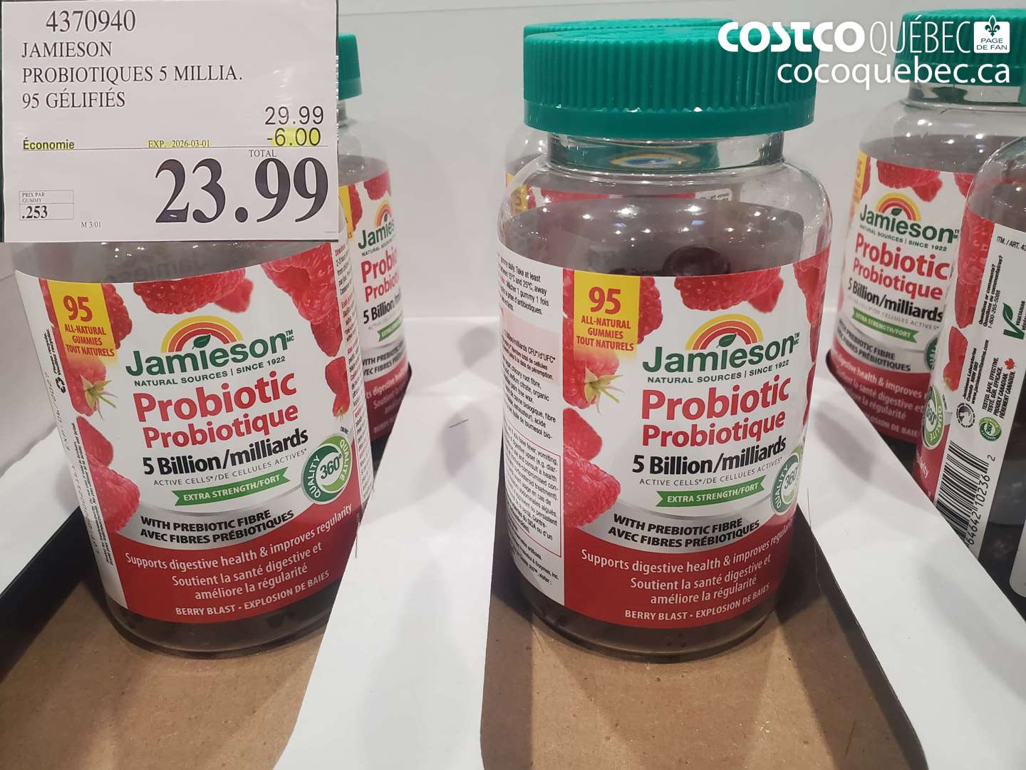 4370940 JAMIESON PROBIOTIQUES 5 MILIA. 95 GÉLIFIÉS ($6.00 INSTANT SAVINGS EXPIRES ON 2026-03-01) $23.99