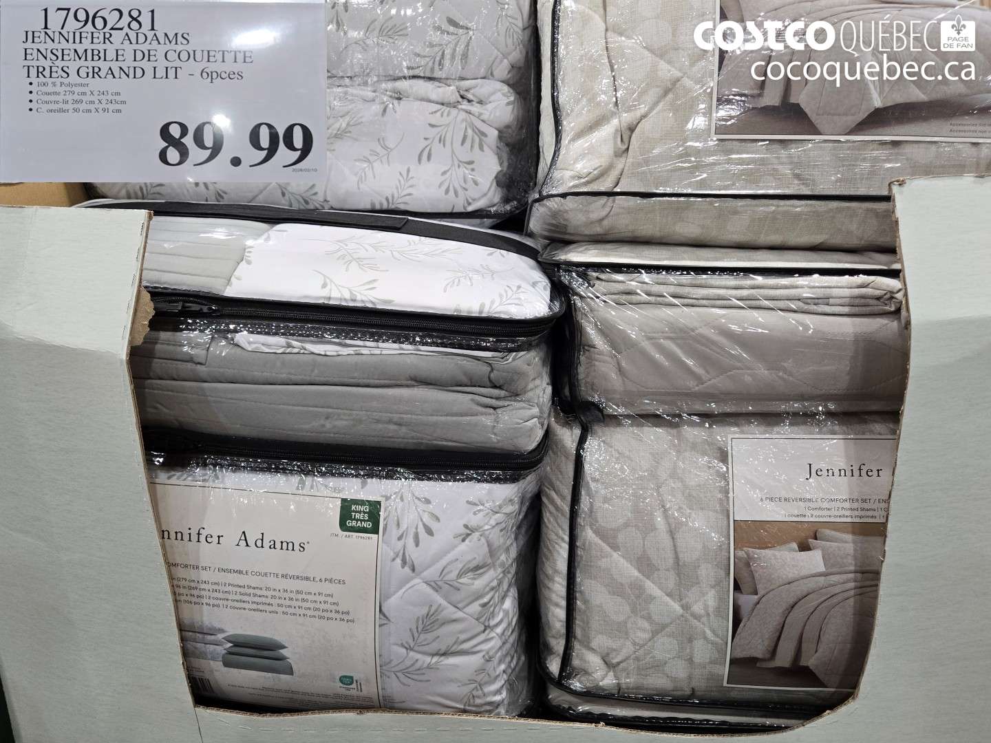 1796281 JENNIFER ADAMS ENSEMBLE DE COUETTE TRÈS GRAND LIT - 6pcs $89.99