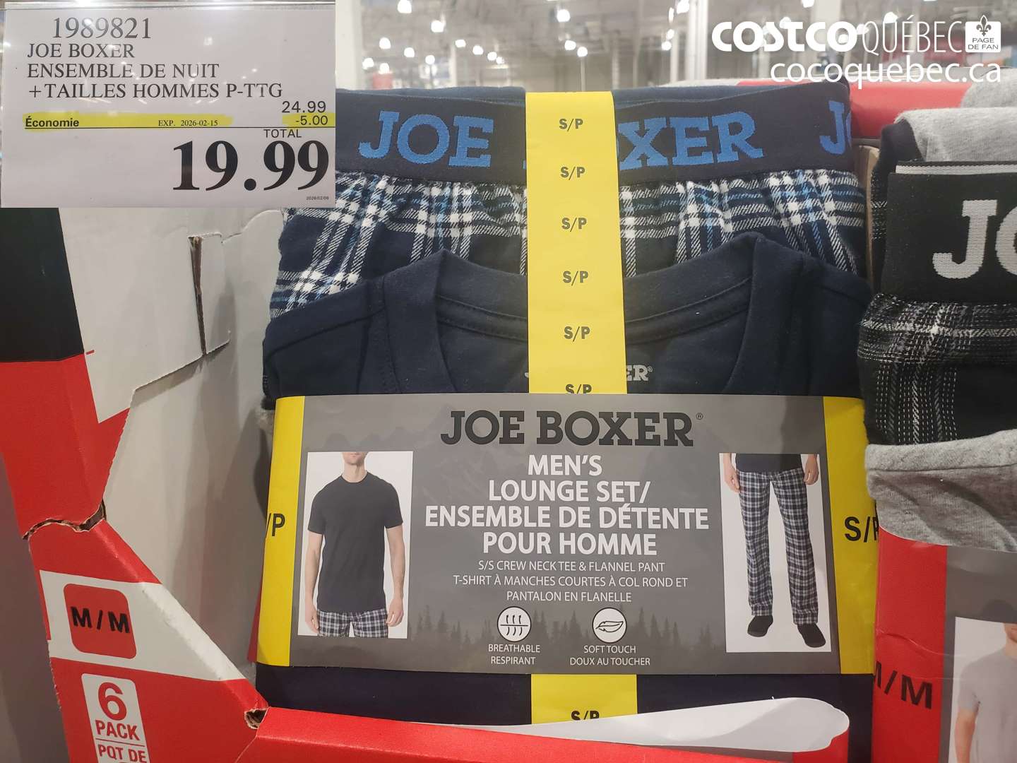 1989821 JOE BOXER ENSEMBLE DE NUIT + TAILLES HOMMES P-TTG ($5.00 INSTANT SAVINGS EXPIRES ON 2026-02-15) $19.99