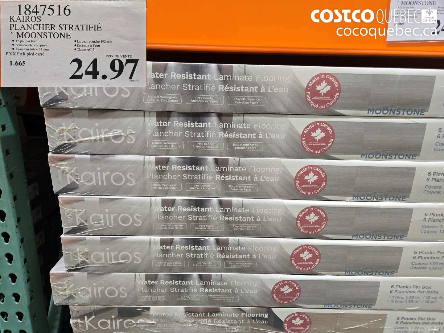 1847516 KAIROS PLANCHER STRATIFIÉ MOONSTONE $24.97