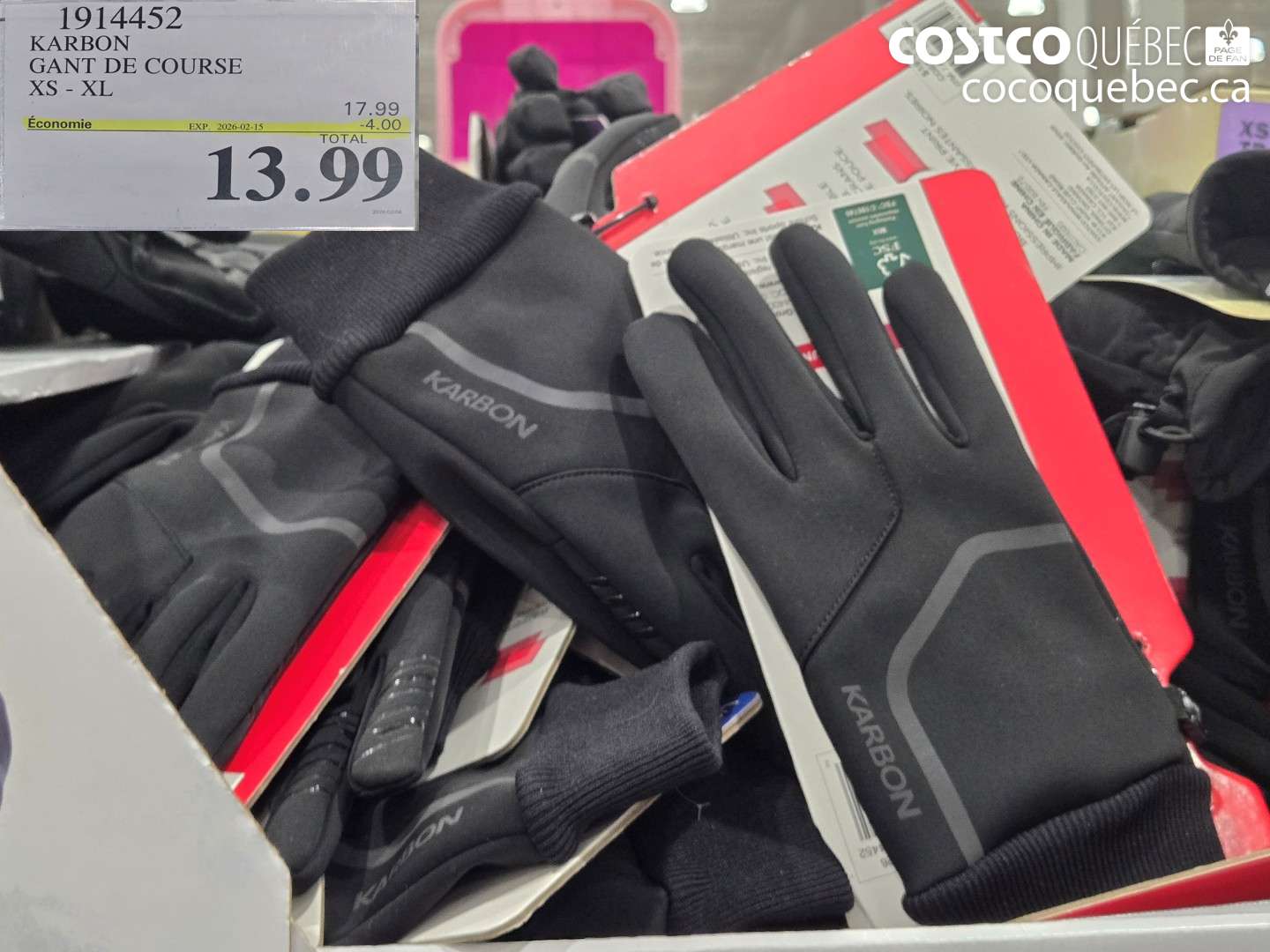 1914452 KARBON GANT DE COURSE XS - XL ($4.00 INSTANT SAVINGS EXPIRES ON 2026-02-15) $13.99