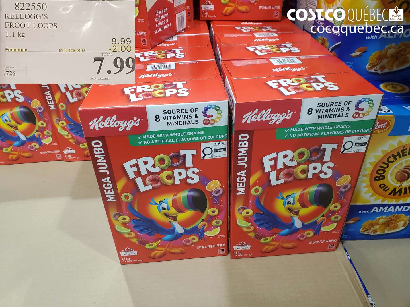 822550 KELLOGG'S FROOT LOOPS 1.1 kg ($2.00 INSTANT SAVINGS EXPIRES ON 2026-02-15) $7.99