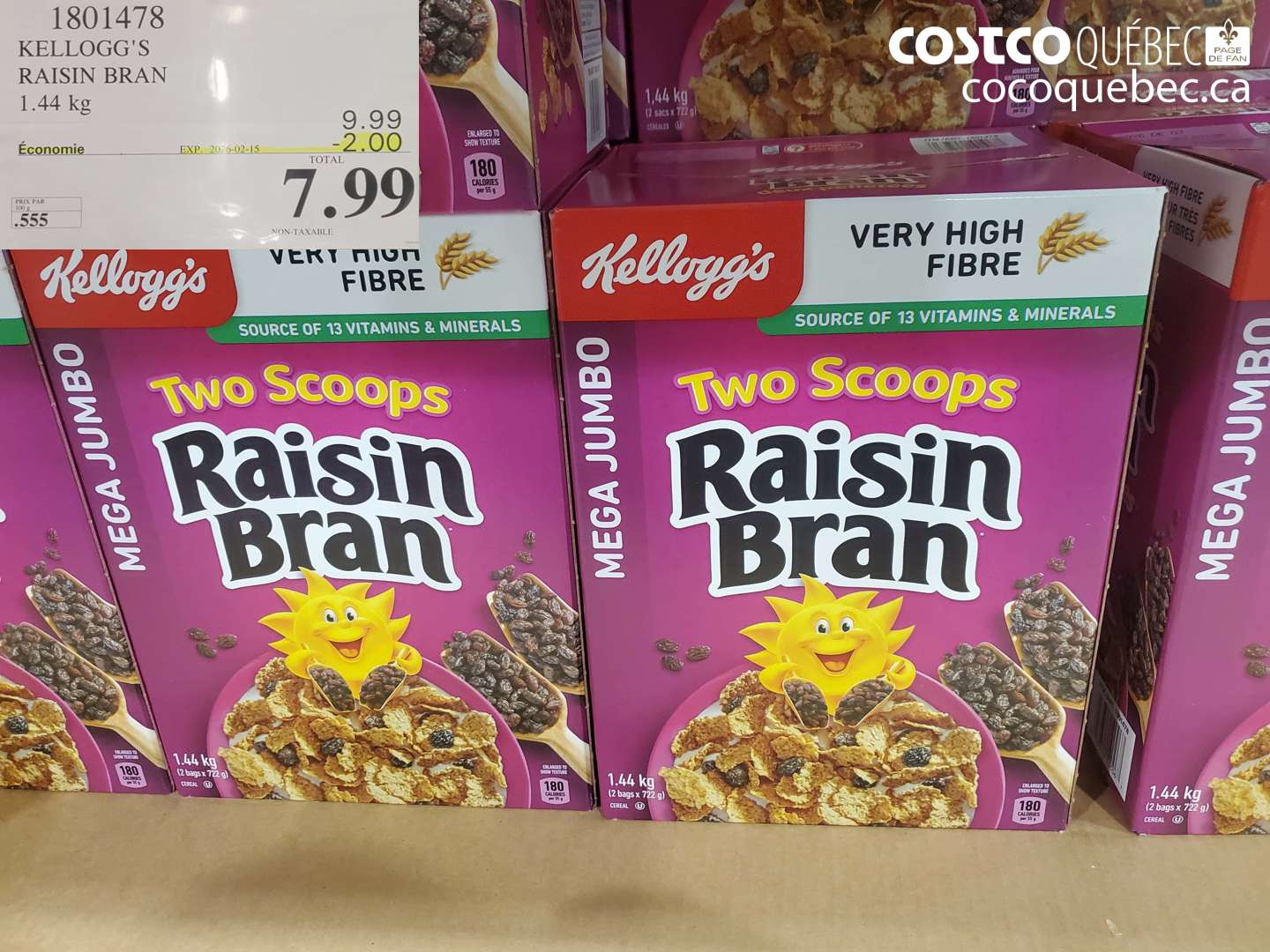 1801478 KELLOGG'S RAISIN BRAN 1.44 kg ($2.00 INSTANT SAVINGS EXPIRES ON 2026-02-15) $7.99