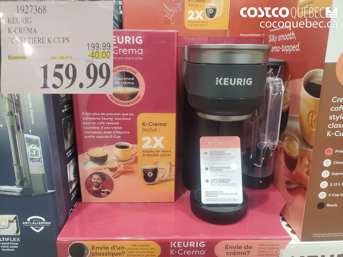 1927368 KEURIG K-CREMA ($40.00 INSTANT SAVINGS EXPIRES ON 2026-03-15) $159.99