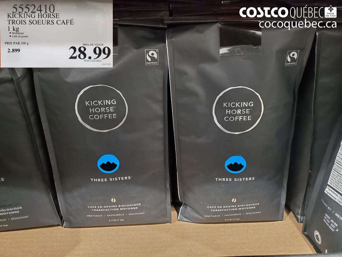 5552410 KICKING HORSE TROIS SOEURS CAFÉ 1 kg $28.99