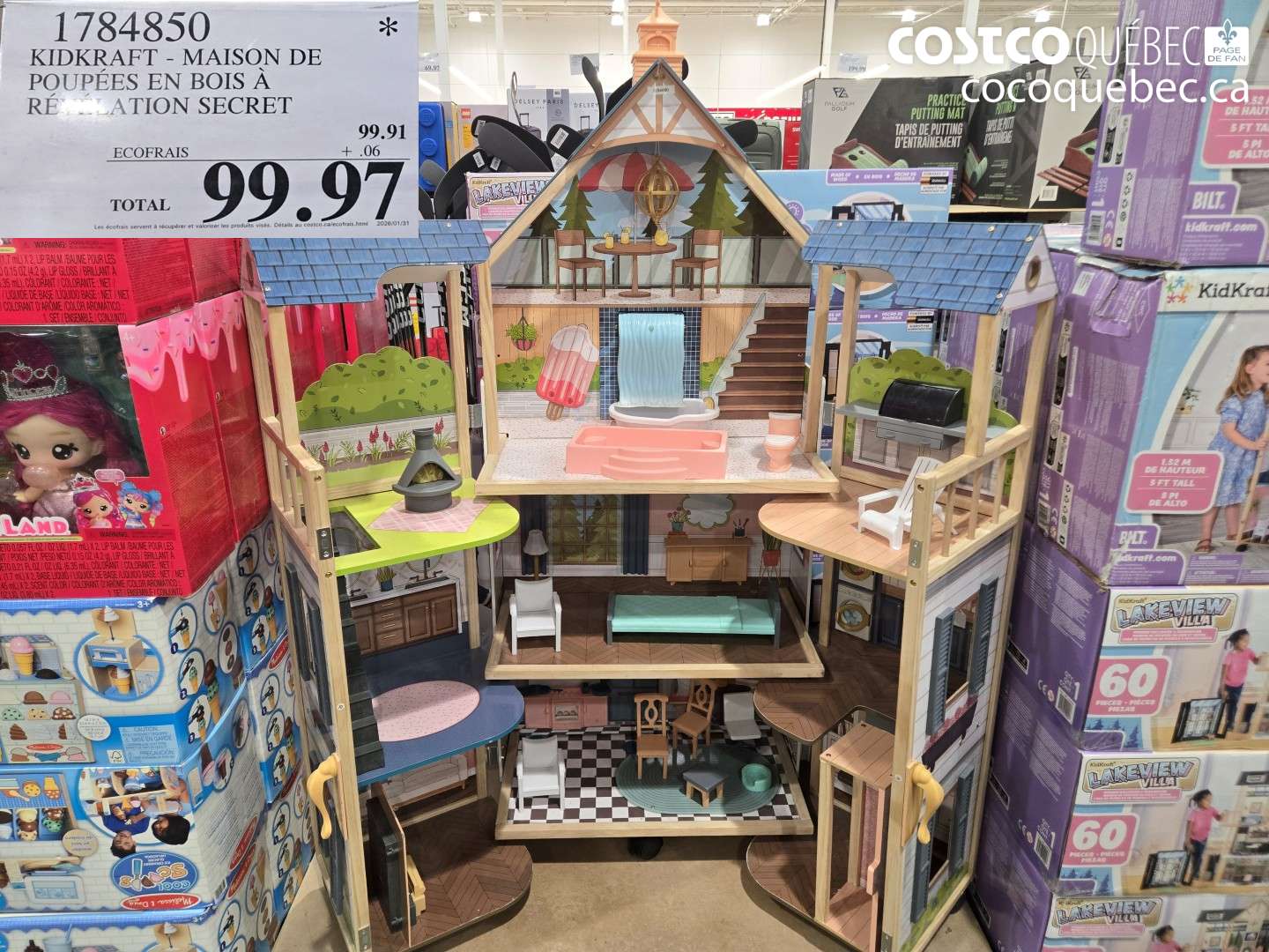 1784850 KIDKRAFT - MAISON DE POUPÉES EN BOIS À RÉALISATION SECRET $99.97