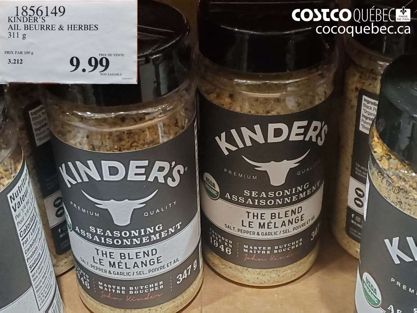 1856149 KINDER'S AIL BEURRE & HERBES 311 g $9.99