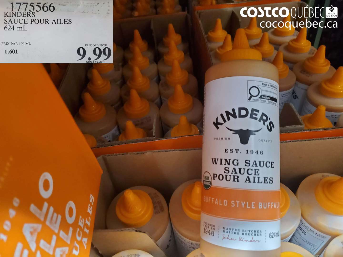 1775566 KINDERS SAUCE POUR AILES 624 mL $9.99