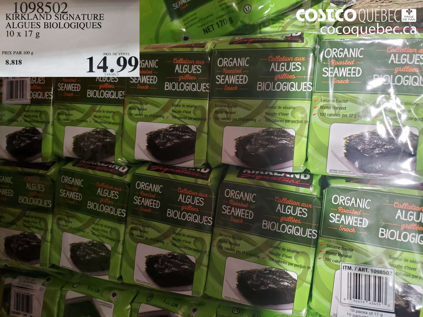 1098502 KIRKLAND SIGNATURE ALGUES BIOLOGIQUES 10 x 17 g $14.99