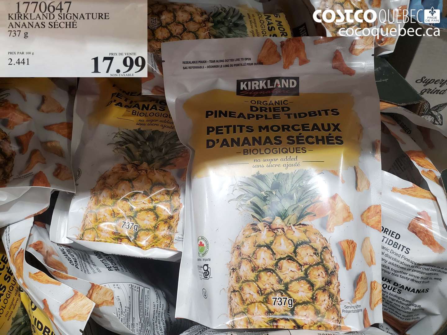 1770647 KIRKLAND SIGNATURE ANANAS SÉCHÉ $17.99