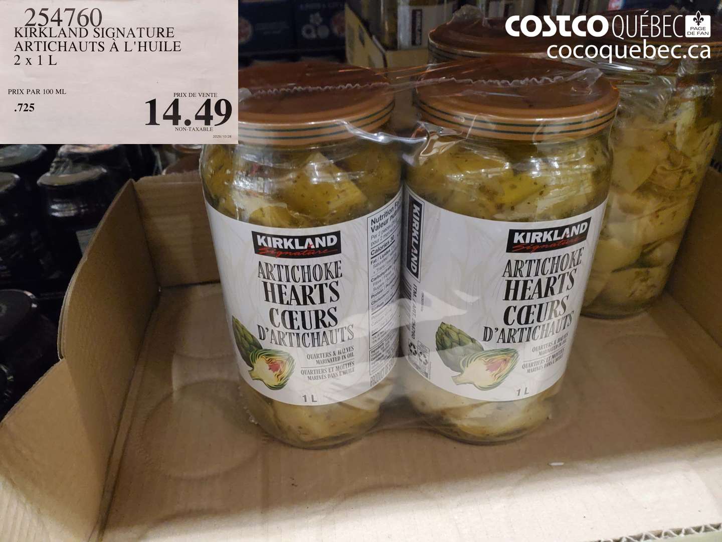 254760 KIRKLAND SIGNATURE ARTICHAUTS À L'HUILE $14.49
