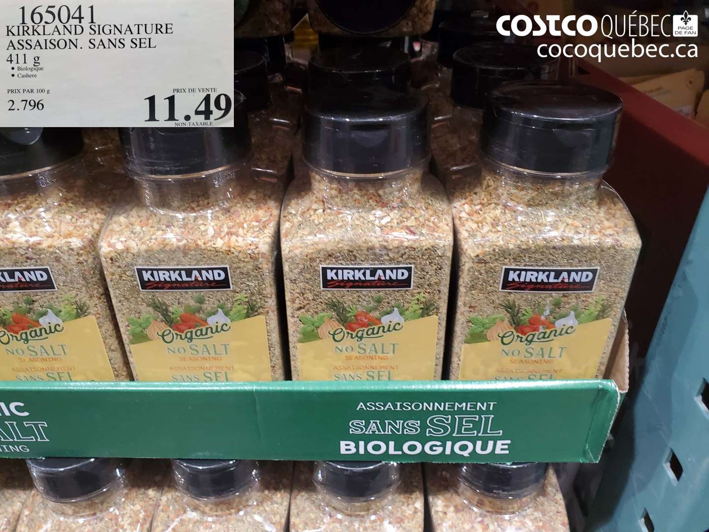 165041 KIRKLAND SIGNATURE ASSAISON. SANS SEL 411 g $11.49