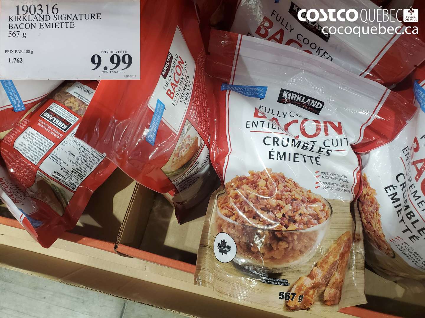 190316 KIRKLAND SIGNATURE BACON ÉMIETTÉ $9.99