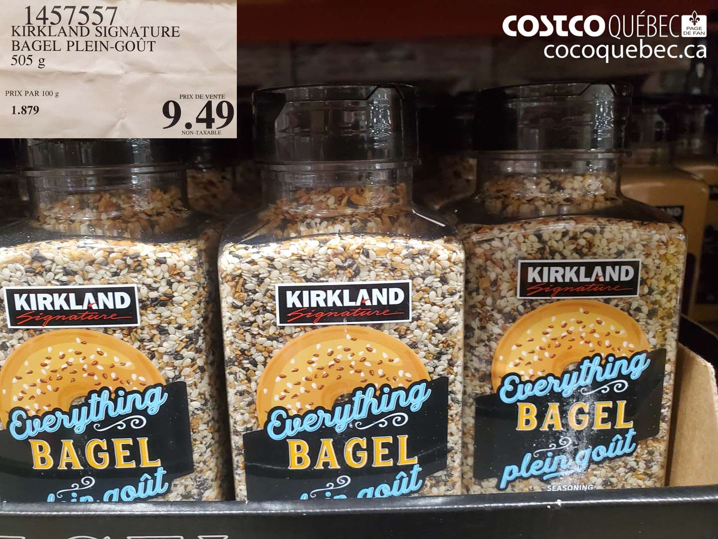 1457557 KIRKLAND SIGNATURE BAGEL PLEIN-GOUT 505 g $9.49