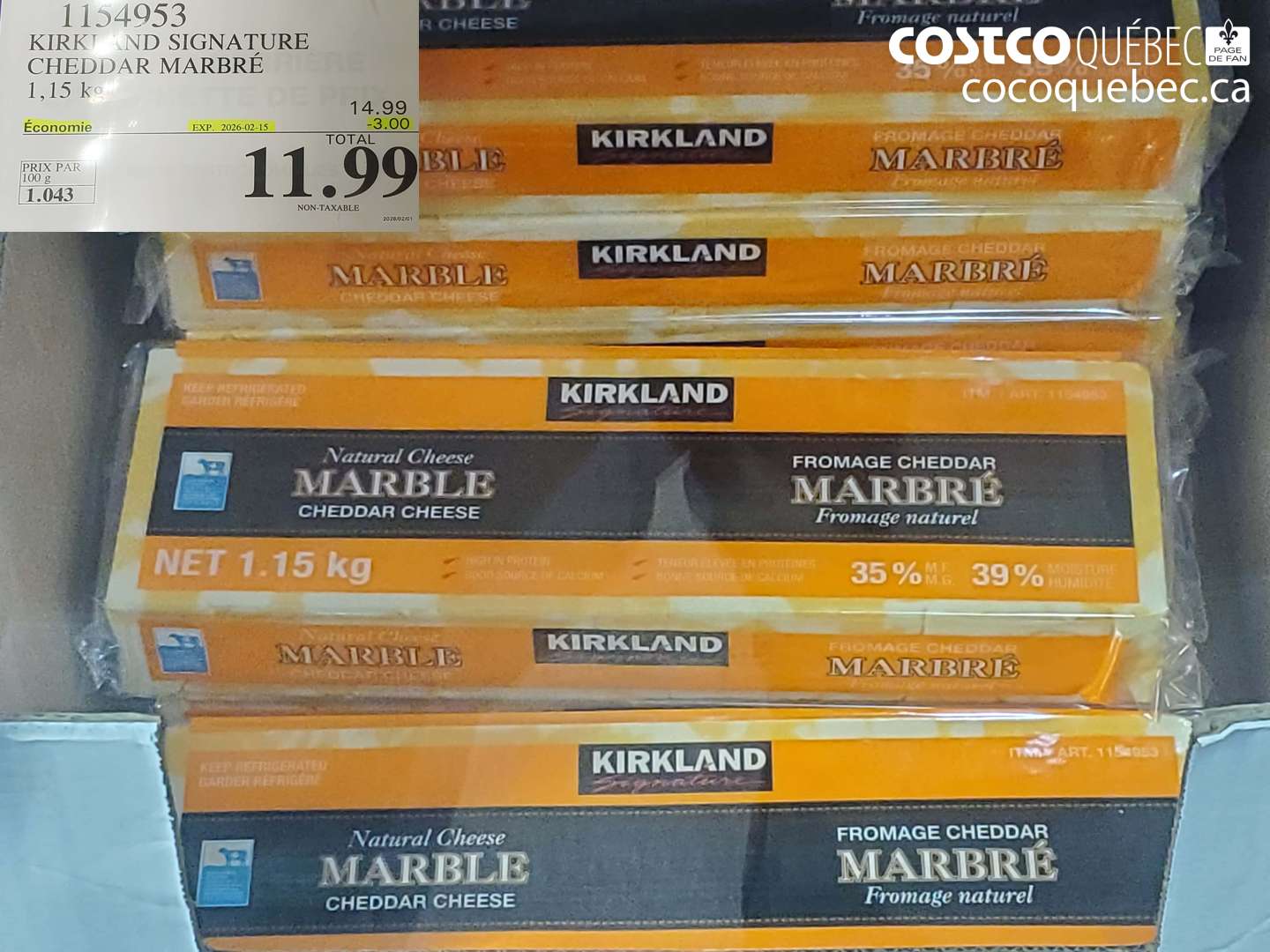 1154953 KIRKLAND SIGNATURE CHEDDAR MARBRÉ ($3.00 INSTANT SAVINGS EXPIRES ON 2026-02-15) $11.99