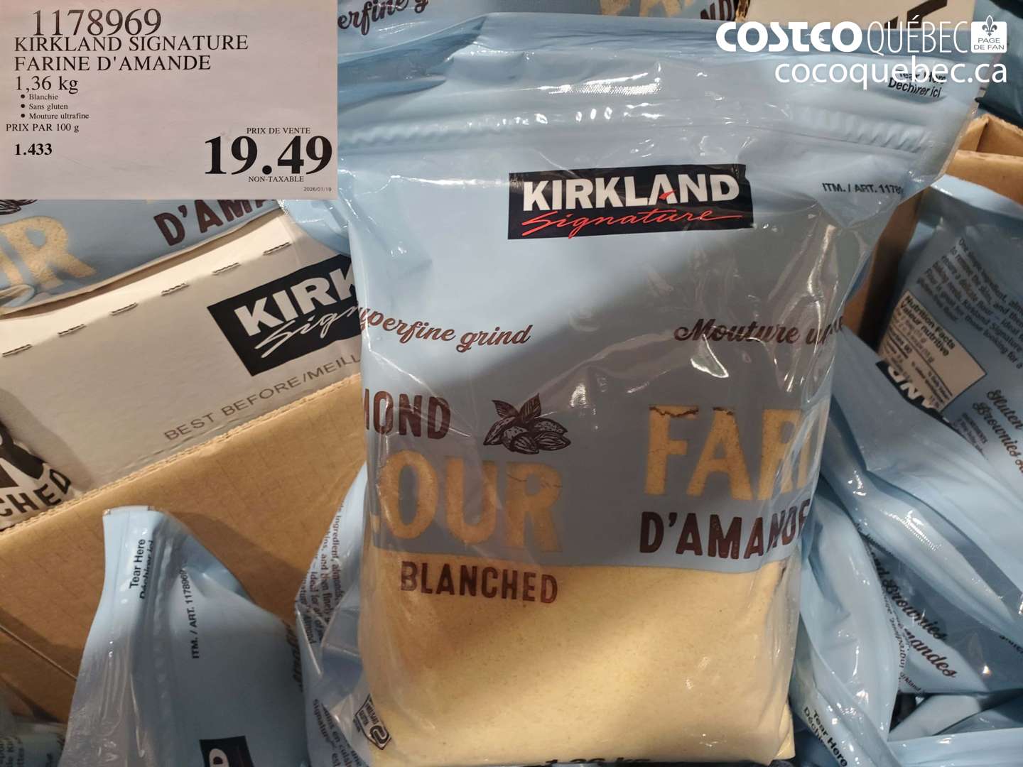 1178969 KIRKLAND SIGNATURE FARINE D'AMANDE $19.49