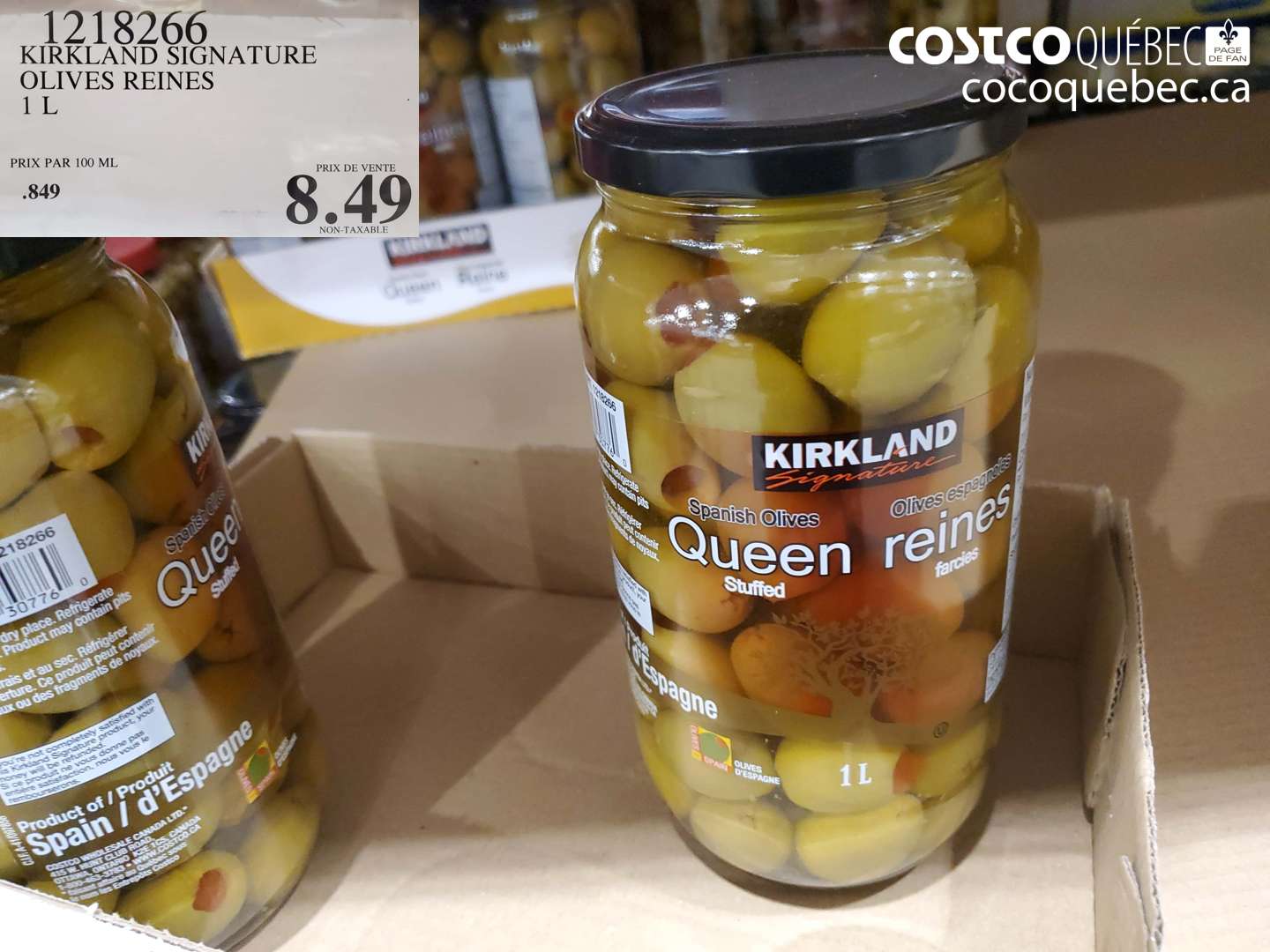 1218266 KIRKLAND SIGNATURE OLIVES REINES 1 L $8.49