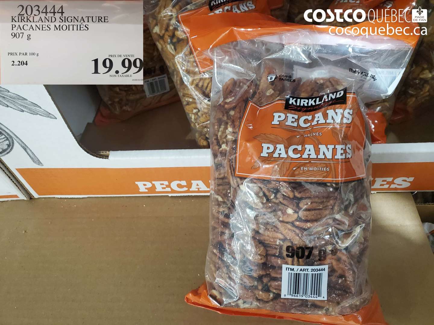 203444 KIRKLAND SIGNATURE PACANES MOITIÉS 907 g $19.99