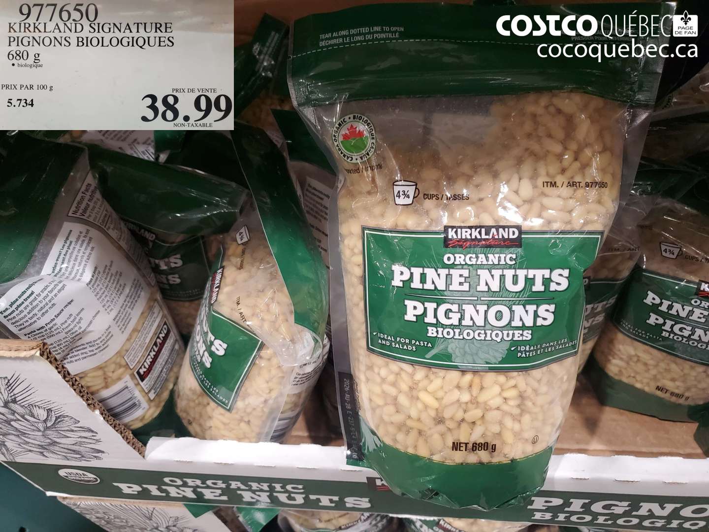 977650 KIRKLAND SIGNATURE PIGNONS BIOLOGIQUES 680 g $38.99