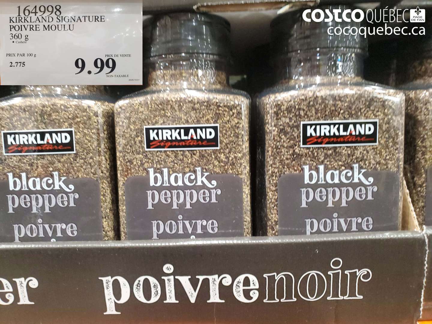 164998 KIRKLAND SIGNATURE POIVRE MOULU 360 g $9.99