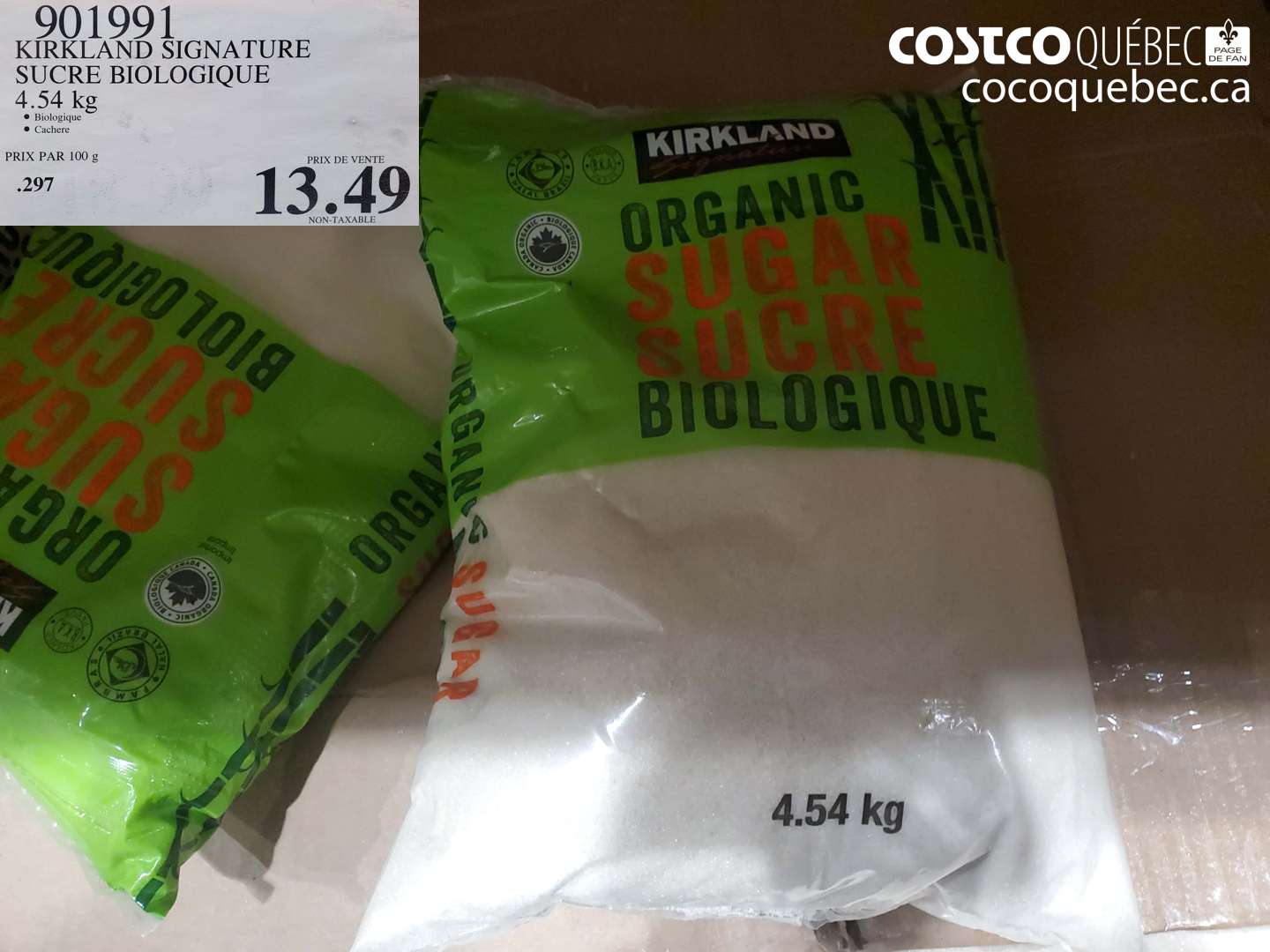 901991 KIRKLAND SIGNATURE SUCRE BIOLOGIQUE 4.54 kg $13.49