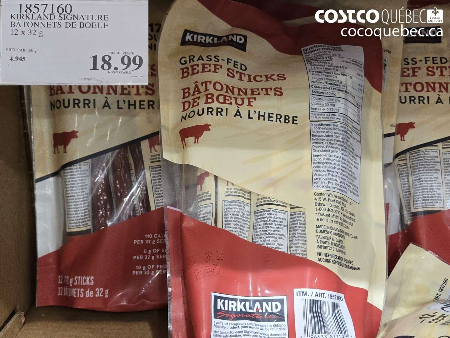 1857160 KIRKLAND SIGNATURE BÂTONNETS DE BOEUF $18.99