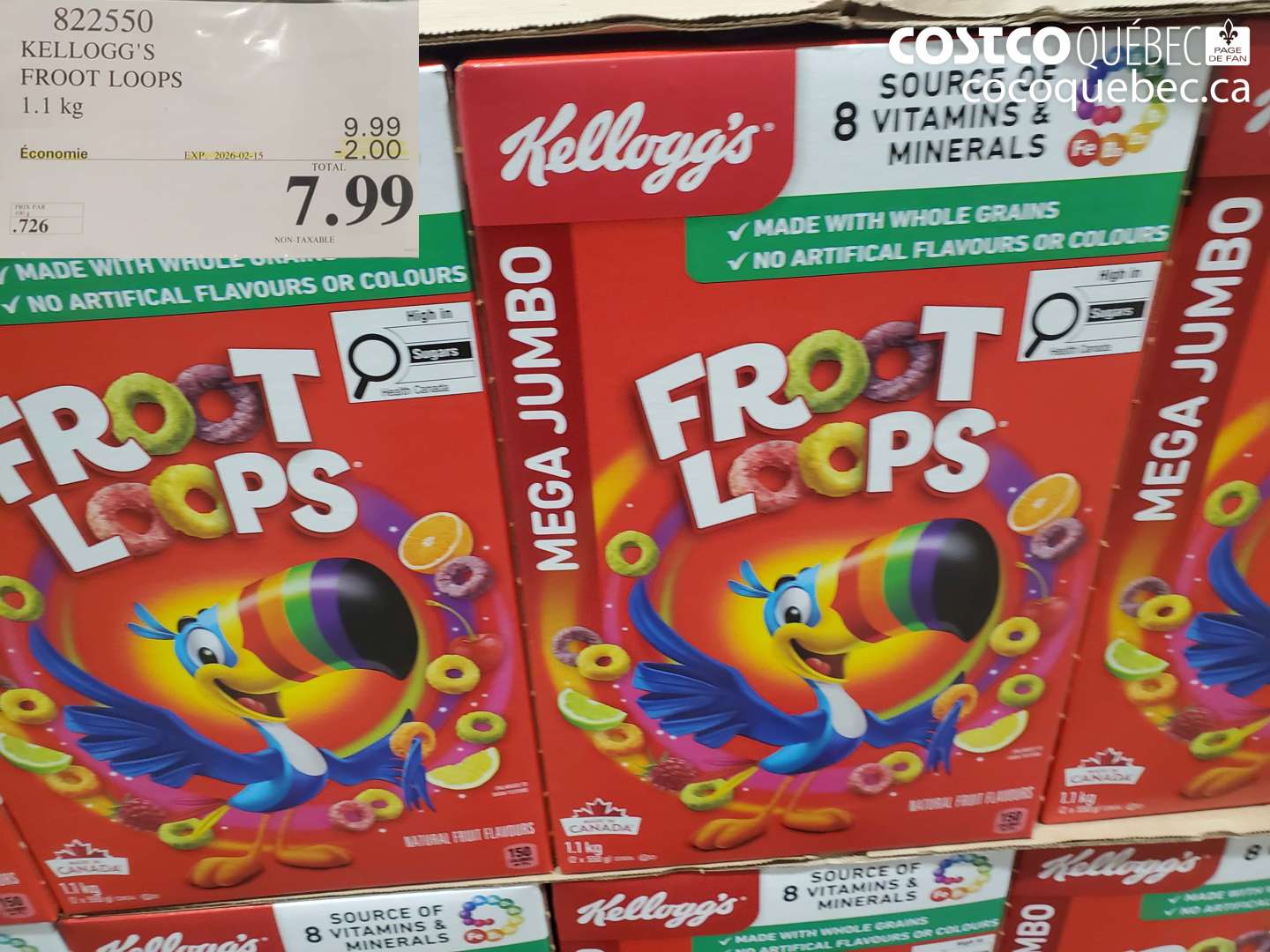 822550 Kellogg's Froot Loops 1.1 kg ($2.00 INSTANT SAVINGS EXPIRES ON 2026-02-15) $7.99