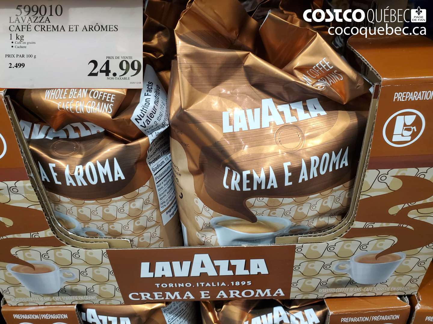 590010 LAVAZZA CAFÉ CREMA ET ARÔMES 1 kg $24.99