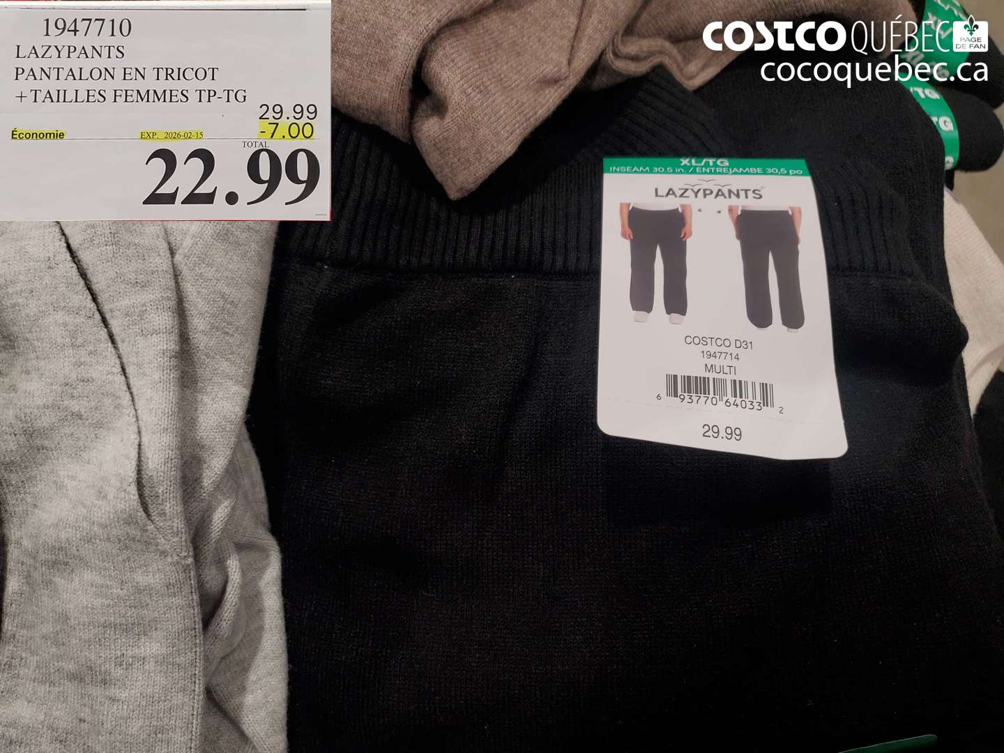 1947710 LAZYPANTS PANTALON EN TRICOT +TAILLES FEMMES TP-TG ($7.00 INSTANT SAVINGS EXPIRES ON 2026-02-15) $22.99