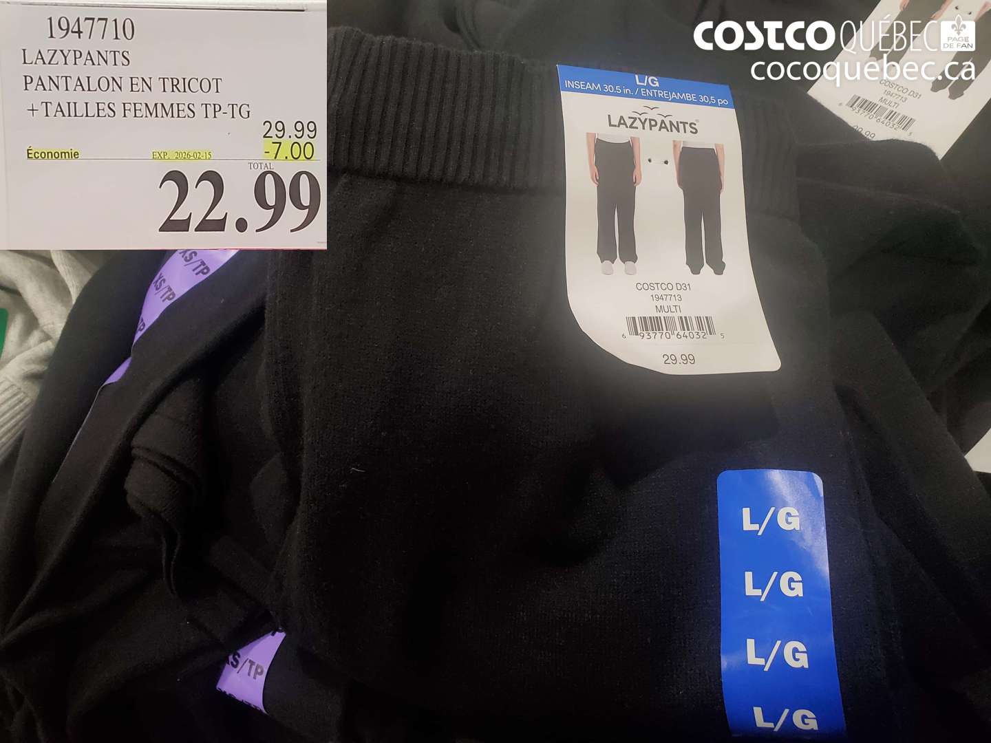 1947710 LAZY PANTS PANTALON EN TRICOT + TAILLES FEMMES TP-TG ($7.00 INSTANT SAVINGS EXPIRES ON 2026-02-15) $22.99
