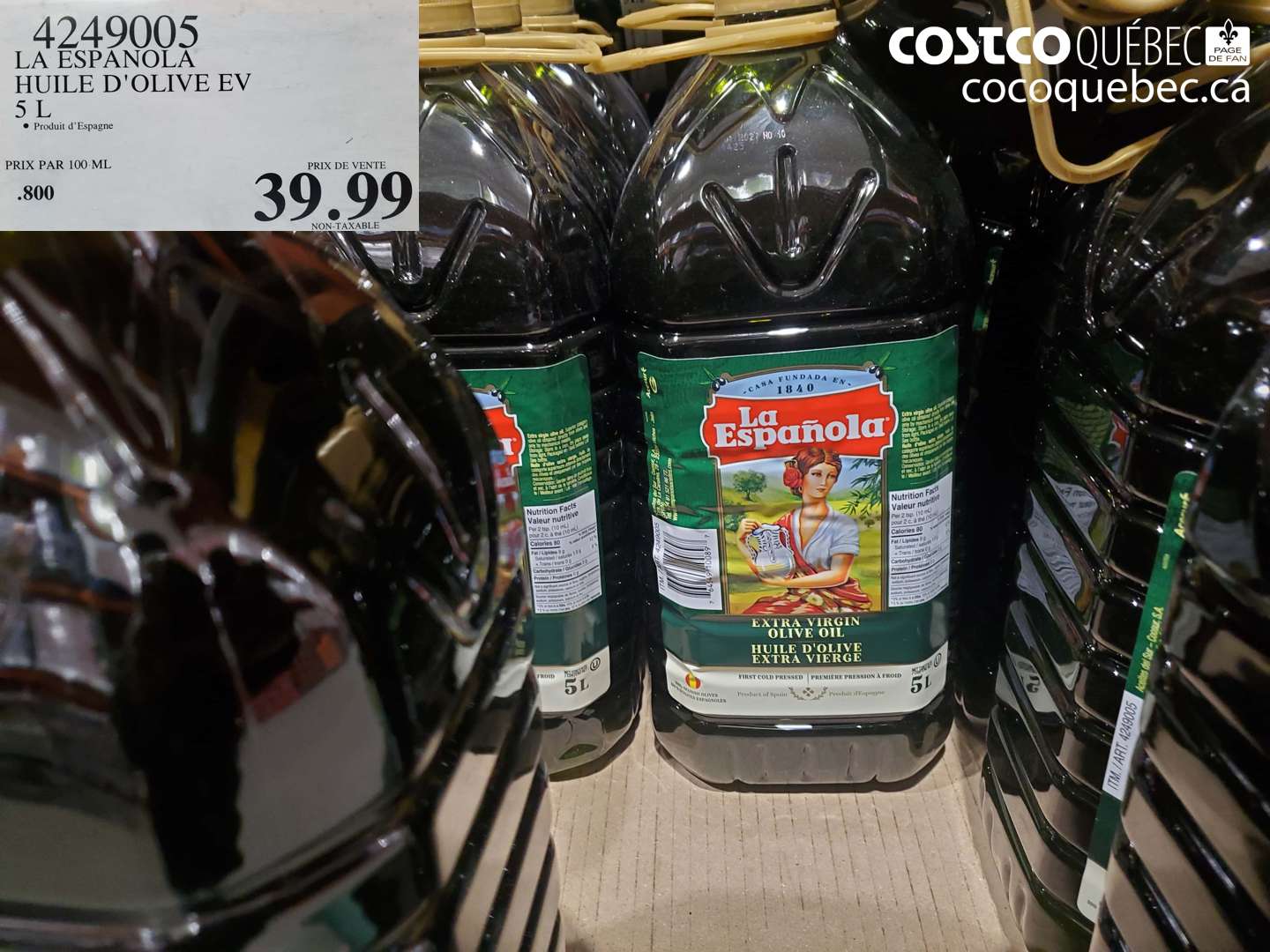 4249005 LA ESPANOLA HUILE D'OLIVE EV 5 L $39.99