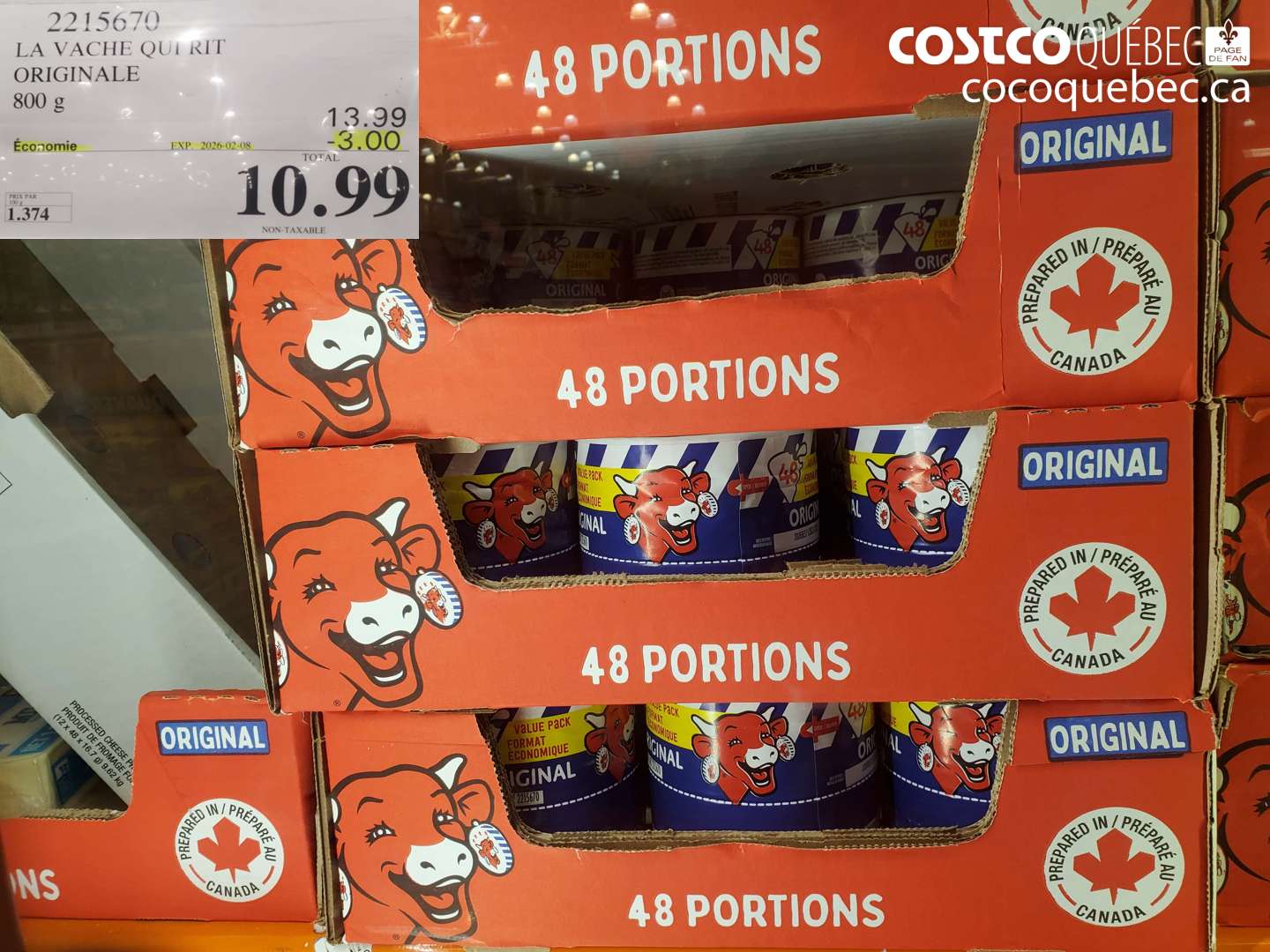 2215670 LA VACHE QUI RIT ORIGINALE 800 g ($3.00 INSTANT SAVINGS EXPIRES ON 2026-02-08) $10.99